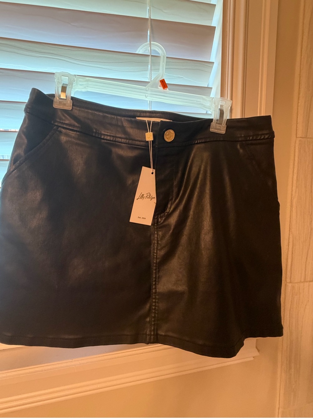 Lilly Pulitzer Black Faux Leather Mini Skirt